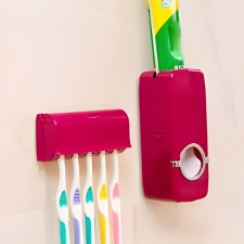 Automatic Toothpaste Dispenser Wall Mounted Toothbrush Holder Set Toothpaste Squeezer Organizer