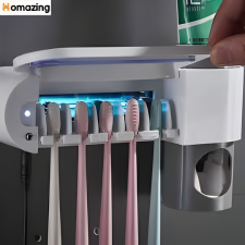 Automatic Toothpaste Dispenser Wall Mounted Toothbrush Holder Set Toothpaste Squeezer Organizer