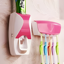 Automatic Toothpaste Dispenser Wall Mounted Toothbrush Holder Set Toothpaste Squeezer Organizer